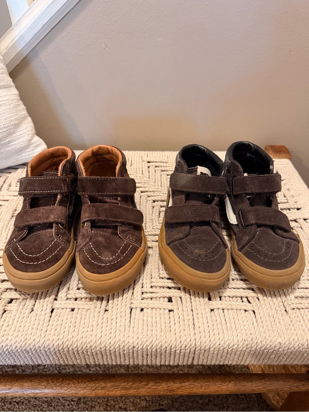 Vans Kids Brown Suede high top Velcro sneakers lot of 2